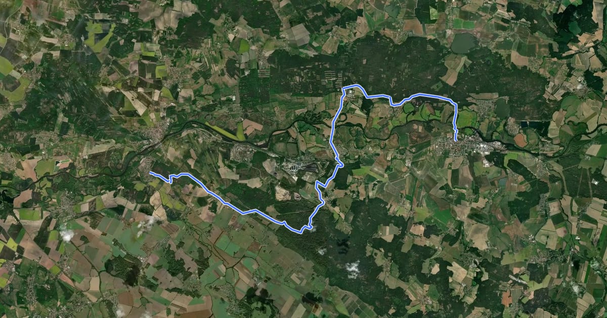 Маршрут Svatojakubská cesta, Východočeská trasa, Přelouč - Záboří nad Labem на спутниковом снимке