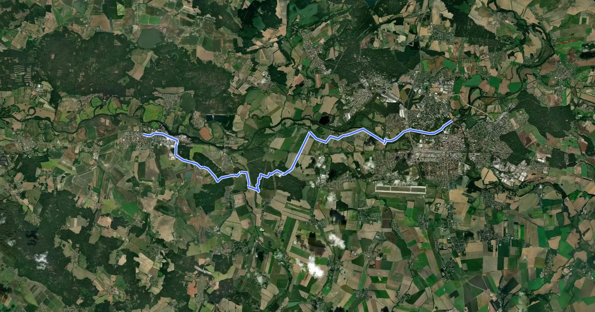 Маршрут Svatojakubská cesta, Východočeská trasa, Pardubice - Přelouč на спутниковом снимке