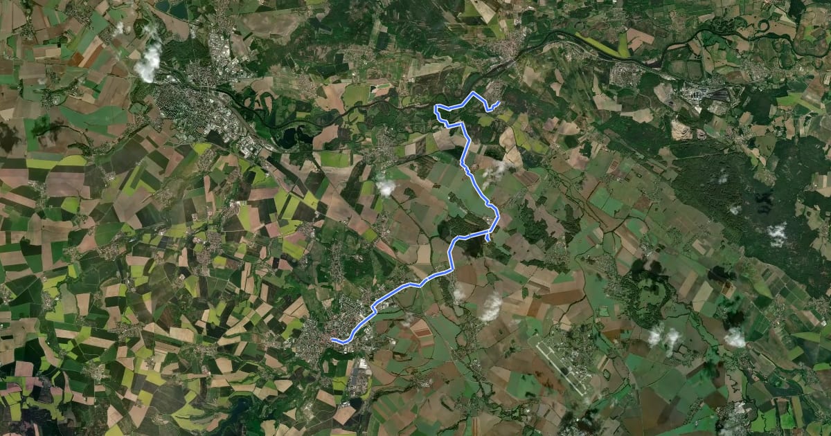 Маршрут Svatojakubská cesta, Východočeská trasa, Záboří nad Labem - Kutná Hora на спутниковом снимке