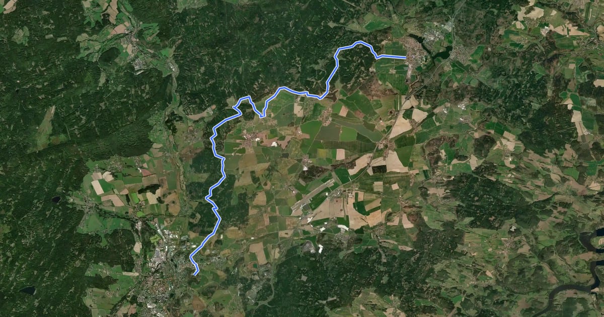 Маршрут Svatojakubská cesta, Všerubská trasa, Dobříš - Příbram на спутниковом снимке