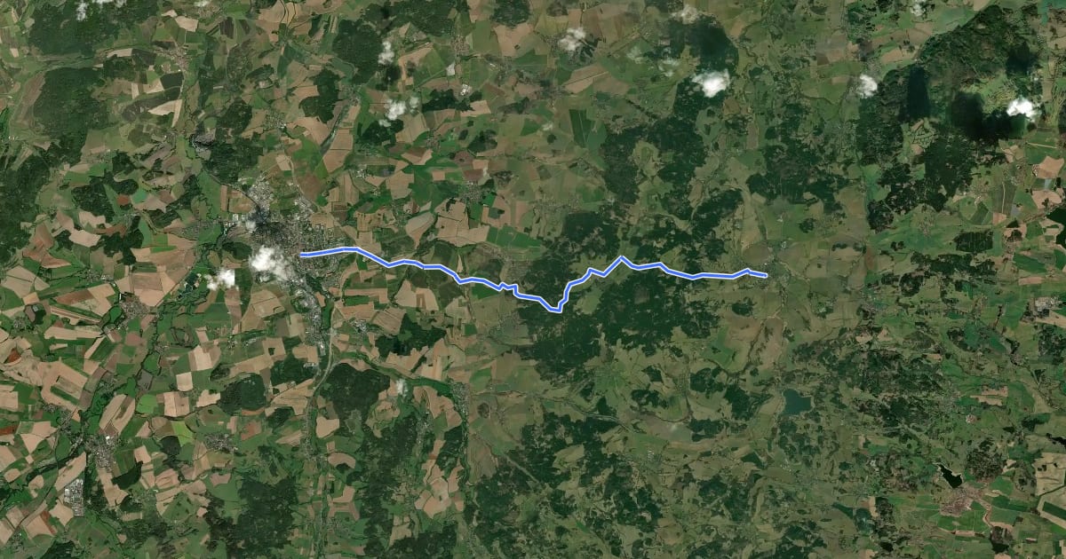 Маршрут Svatojakubská cesta, Všerubská trasa, Plánice - Klatovy на спутниковом снимке