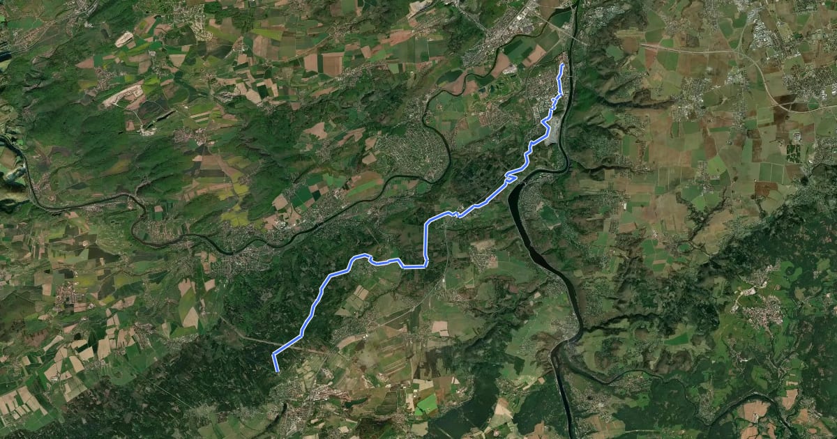 Маршрут Svatojakubská cesta, Všerubská trasa, Zbraslav - Skalka на спутниковом снимке