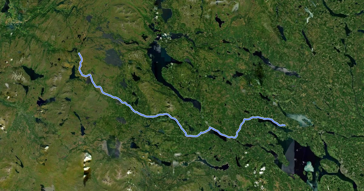 Маршрут Sverigeleden (12) на спутниковом снимке