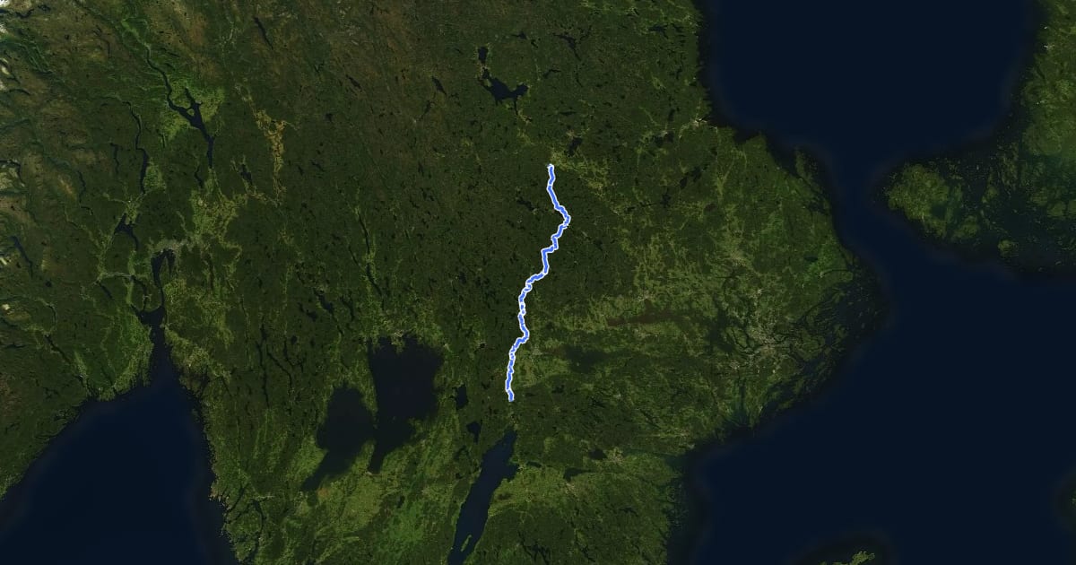 Маршрут Sverigeleden (19) на спутниковом снимке
