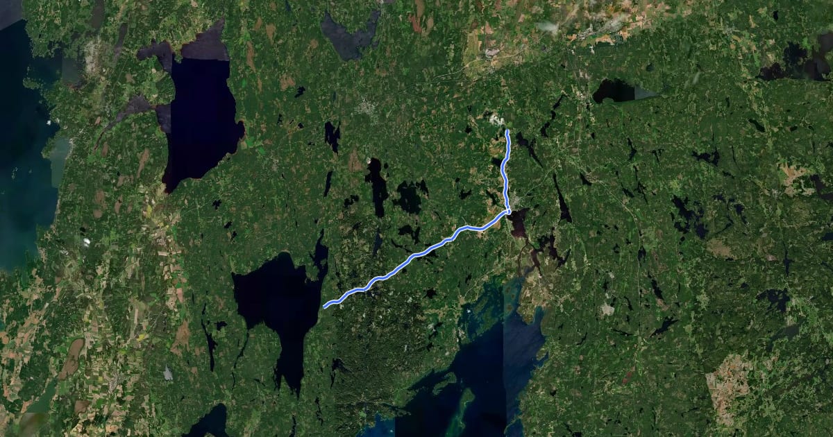 Маршрут Sverigeleden (20) на спутниковом снимке