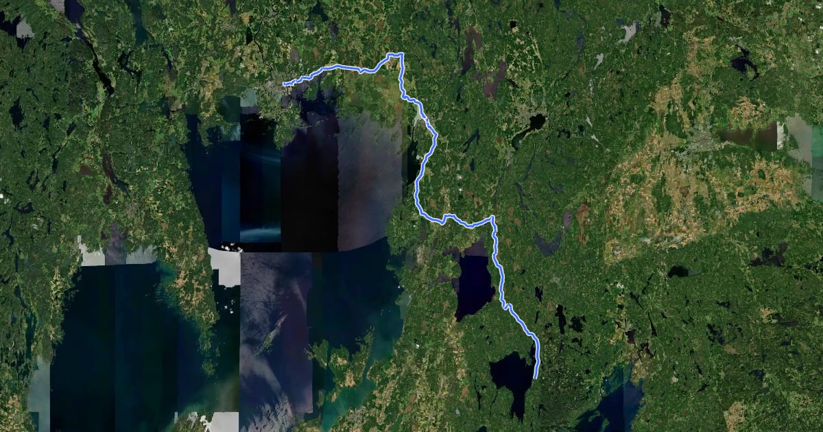 Маршрут Sverigeleden (21) на спутниковом снимке