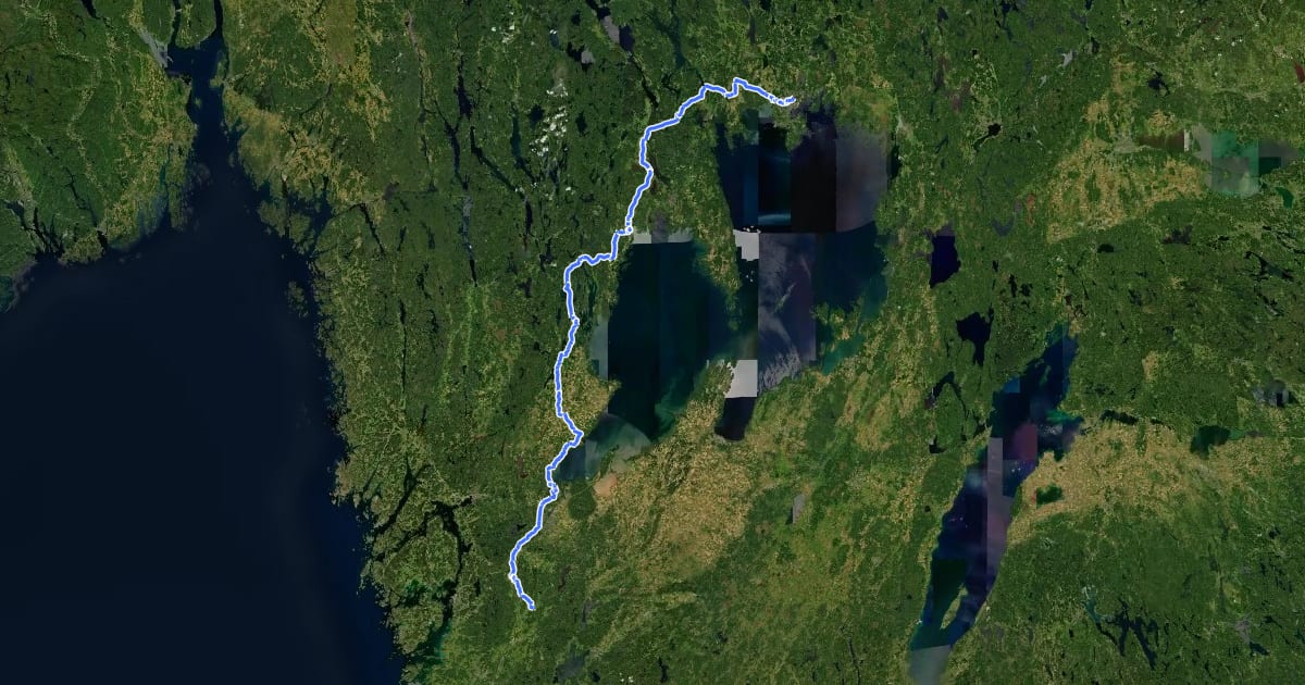Маршрут Sverigeleden на спутниковом снимке