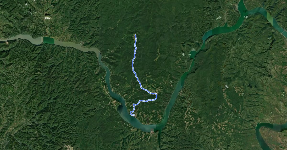 Маршрут Sviniţa - Eibental – Sfanta Elena (red turist path) на спутниковом снимке