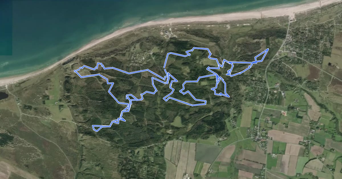 Маршрут Svinkløv MTB rute на спутниковом снимке