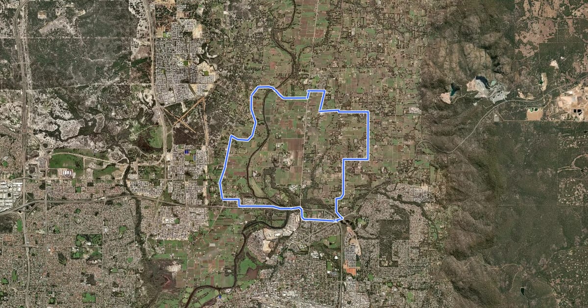 Маршрут SVLP1 Swan Valley Scenic Loop (south) на спутниковом снимке