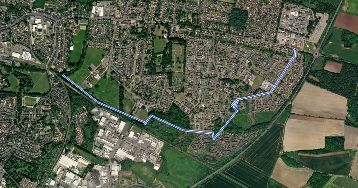 Маршрут Swaffham Belt Path на спутниковом снимке