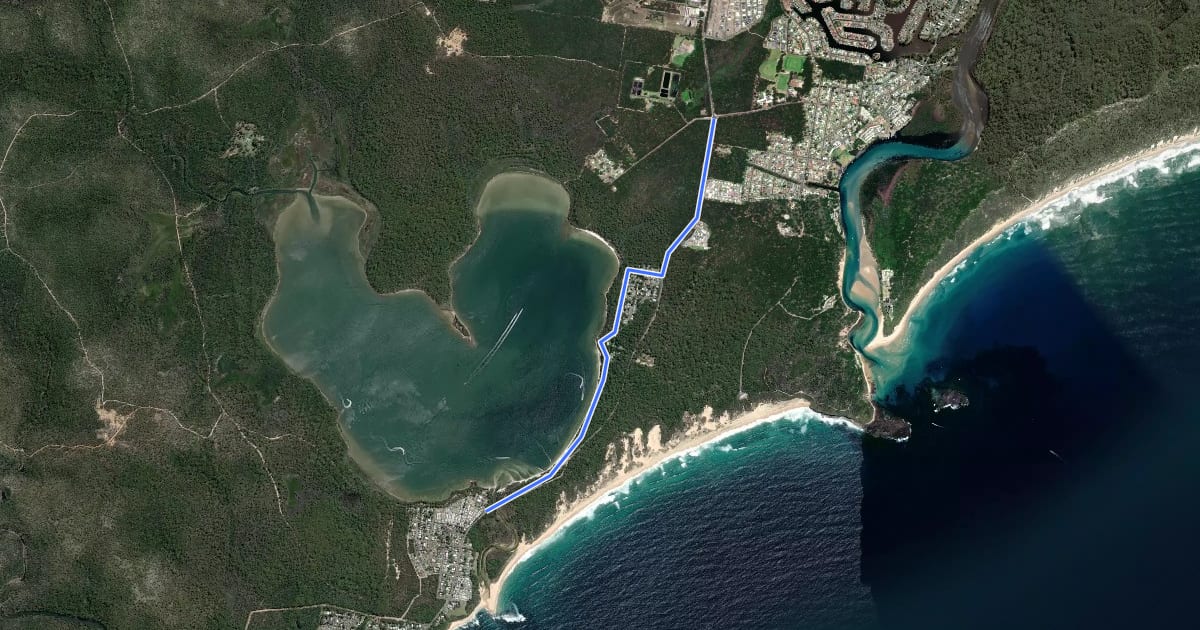 Маршрут Swanhaven Shared Path на спутниковом снимке