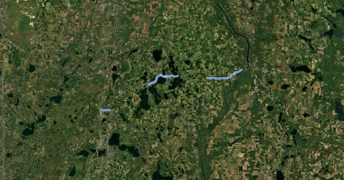Маршрут Swedish Immigrant Regional Trail на спутниковом снимке