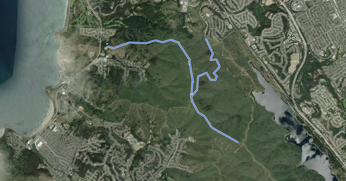 Маршрут Sweeney Ridge Trail на спутниковом снимке