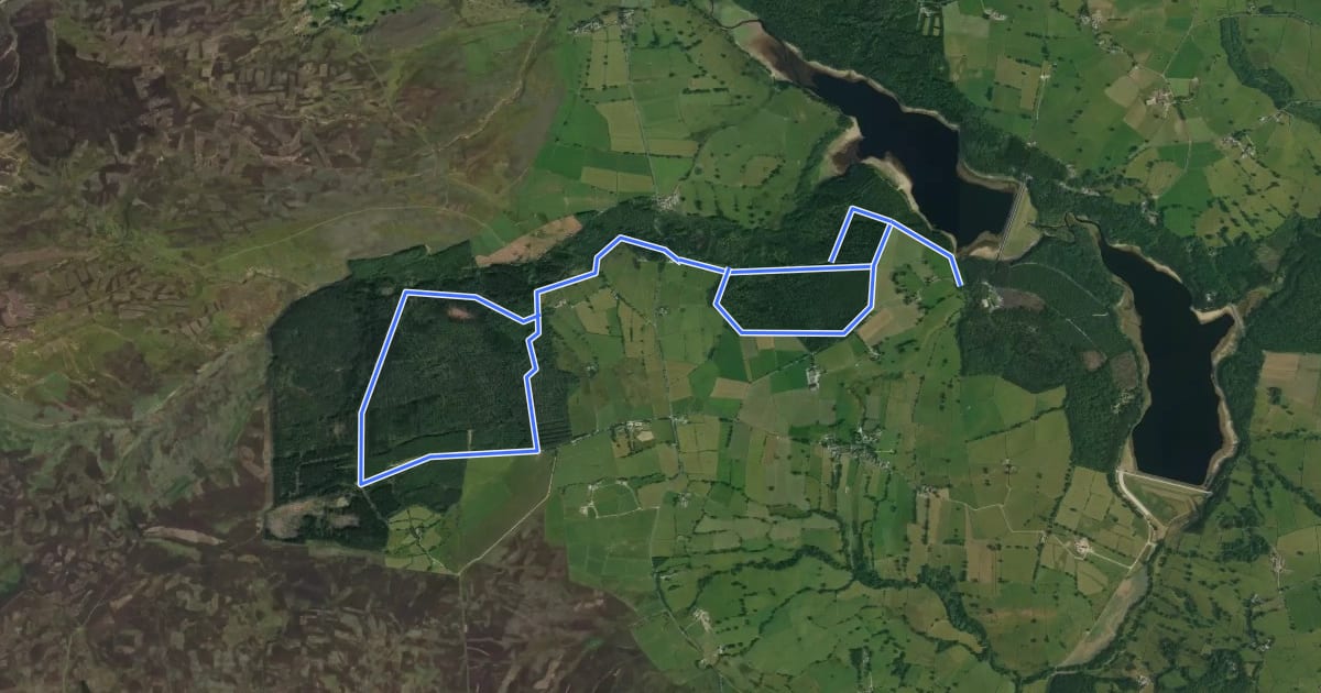 Маршрут Swinsty Cycle route на спутниковом снимке