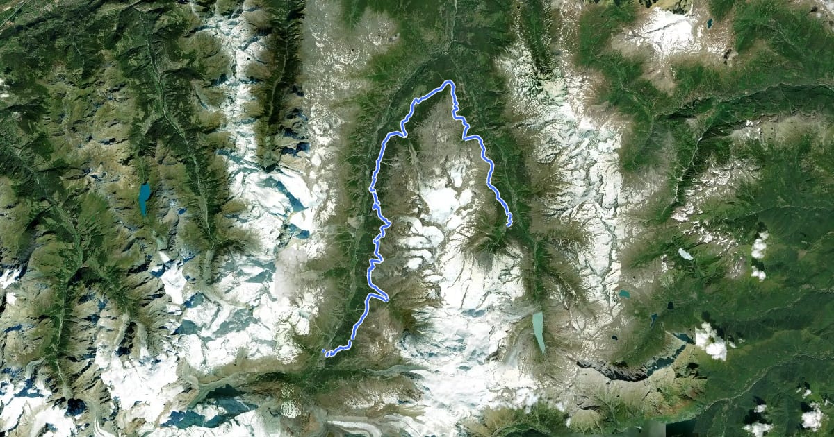 Маршрут Swiss Tour Monte Rosa на спутниковом снимке
