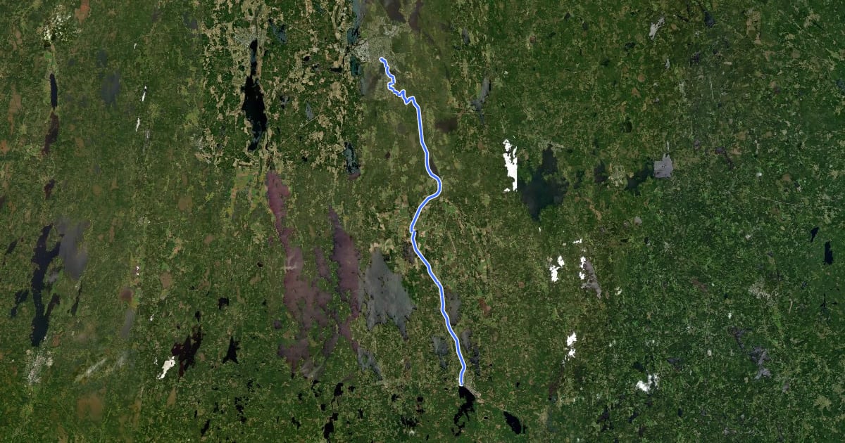 Маршрут Sydostleden (Växjö - Tingsryd) на спутниковом снимке
