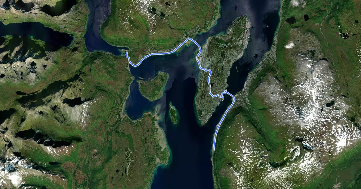 Маршрут Sykkelrute 11 Tromsø на спутниковом снимке