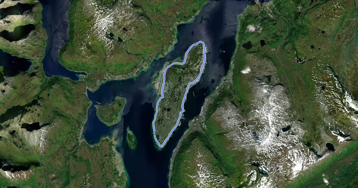 Маршрут Sykkelrute 13 Tromsø на спутниковом снимке