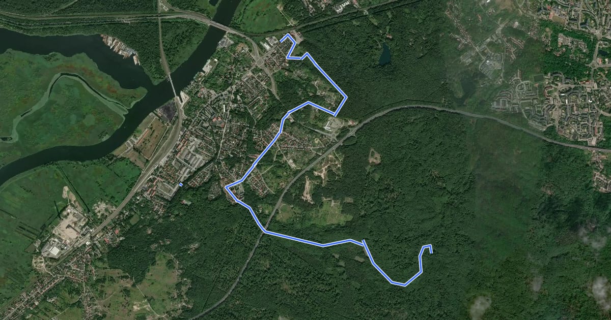 Маршрут Szczecin-Podjuchy - Szwedzki Kamień на спутниковом снимке