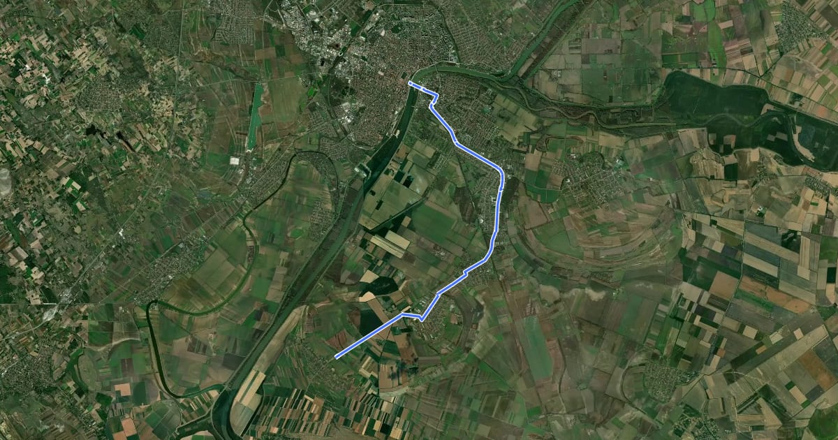 Маршрут Szeged–Szabadka kerékpárút на спутниковом снимке