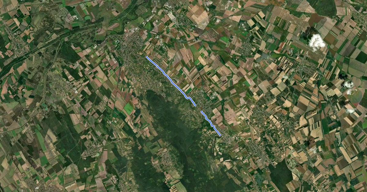 Маршрут Szent Jakab-út (Camino Pueblo kitérő Écs - Győrújbarát) на спутниковом снимке