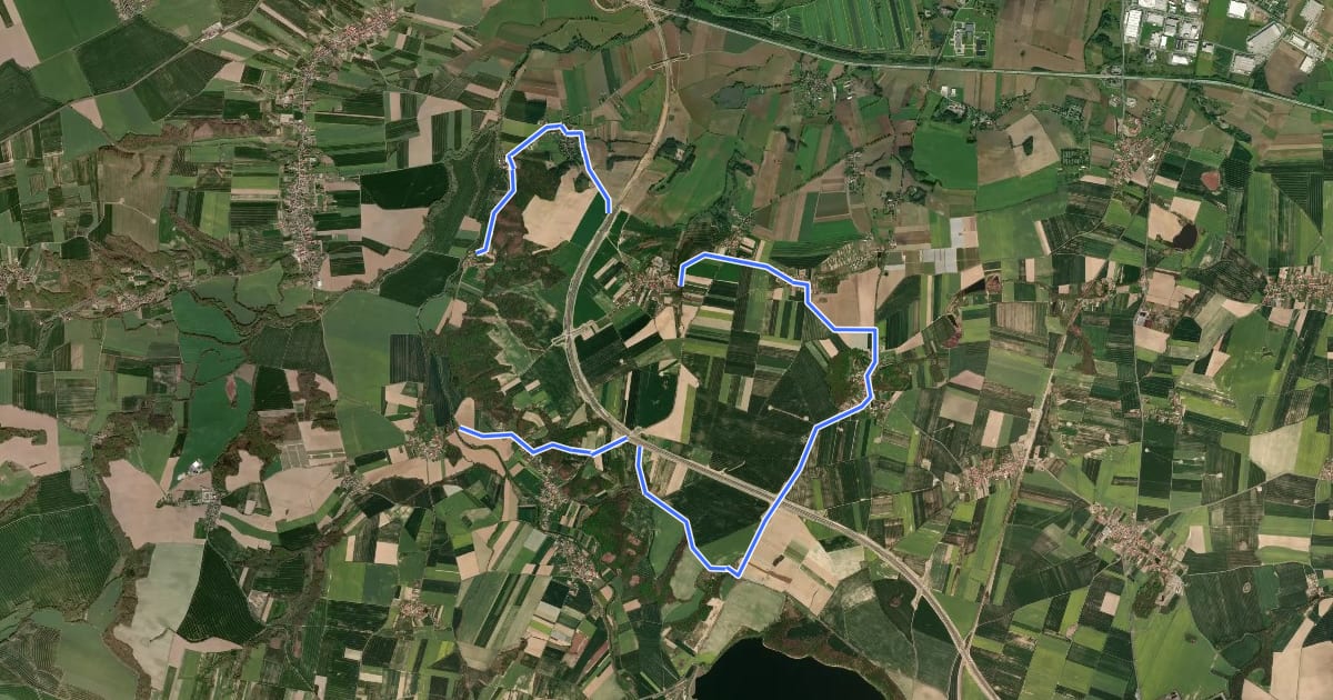 Маршрут Szlak Bitwy nad Kaczawą z 1813 r. на спутниковом снимке