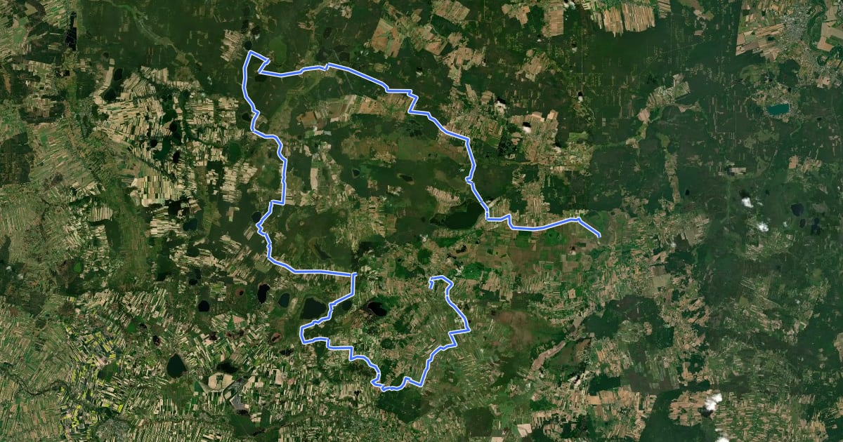 Маршрут Szlak Centralny Pojezierza Łęczyńsko - Włodawskiego на спутниковом снимке