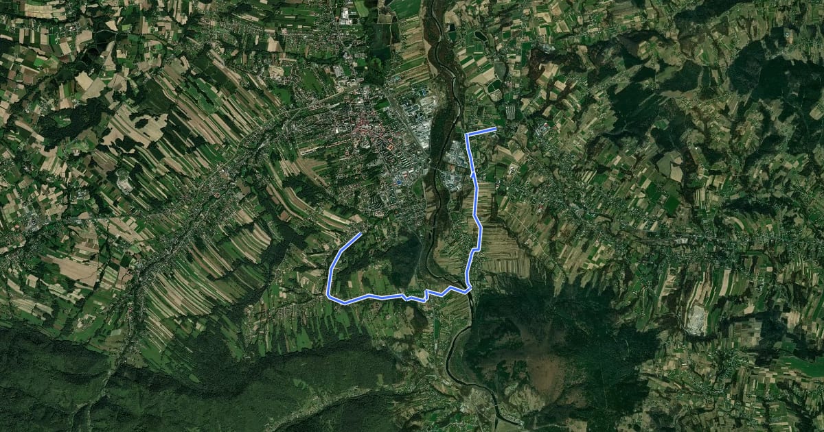 Маршрут Szlak czarny Wadowice-Goryczkowiec-Jaroszowicka на спутниковом снимке