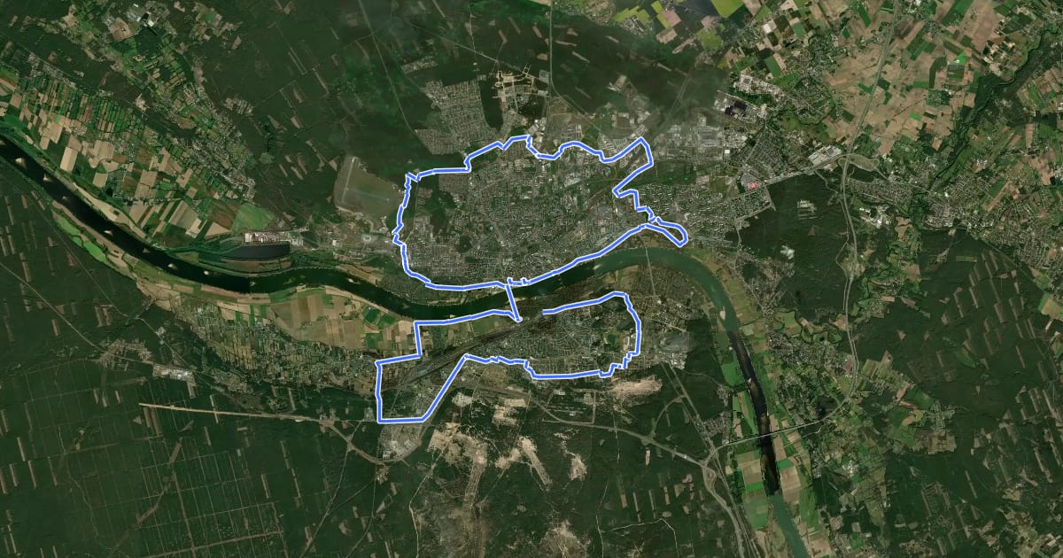 Маршрут Szlak Forteczny на спутниковом снимке