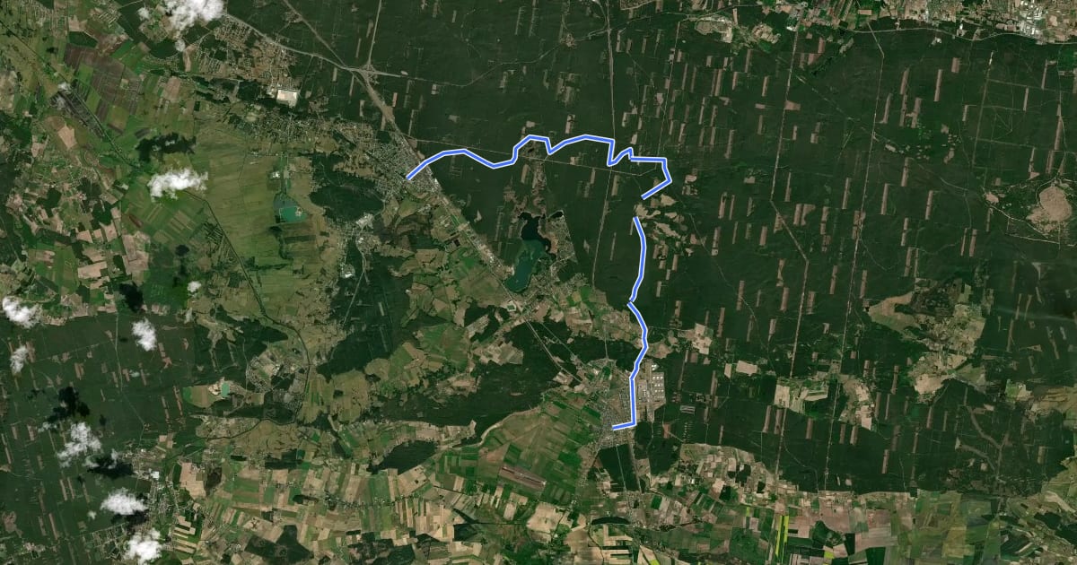 Маршрут Szlak im. bł. Czesława Jóźwiaka на спутниковом снимке
