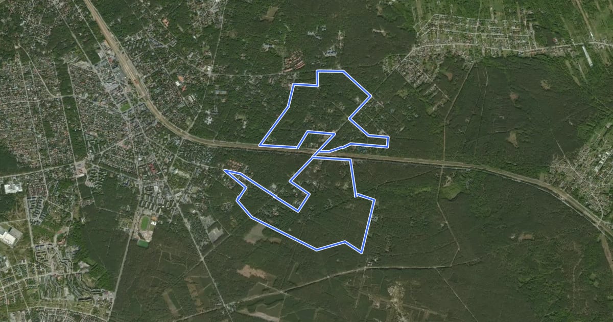Маршрут Szlak Miast Ogrodów на спутниковом снимке