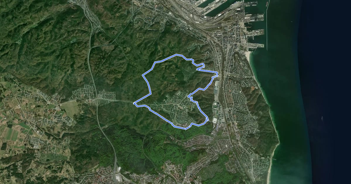 Маршрут Szlak Nordic Walking - czerwony на спутниковом снимке