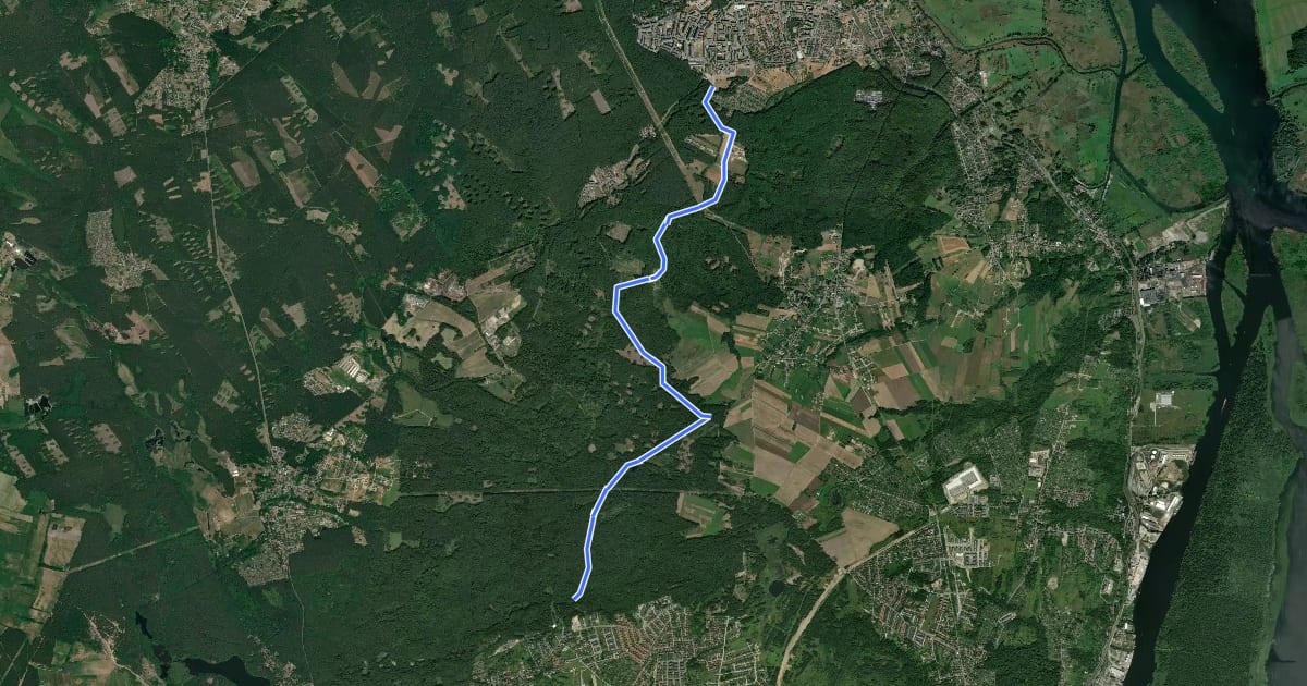 Маршрут Szlak Nordic Walking - "Pięciu Dębów" на спутниковом снимке