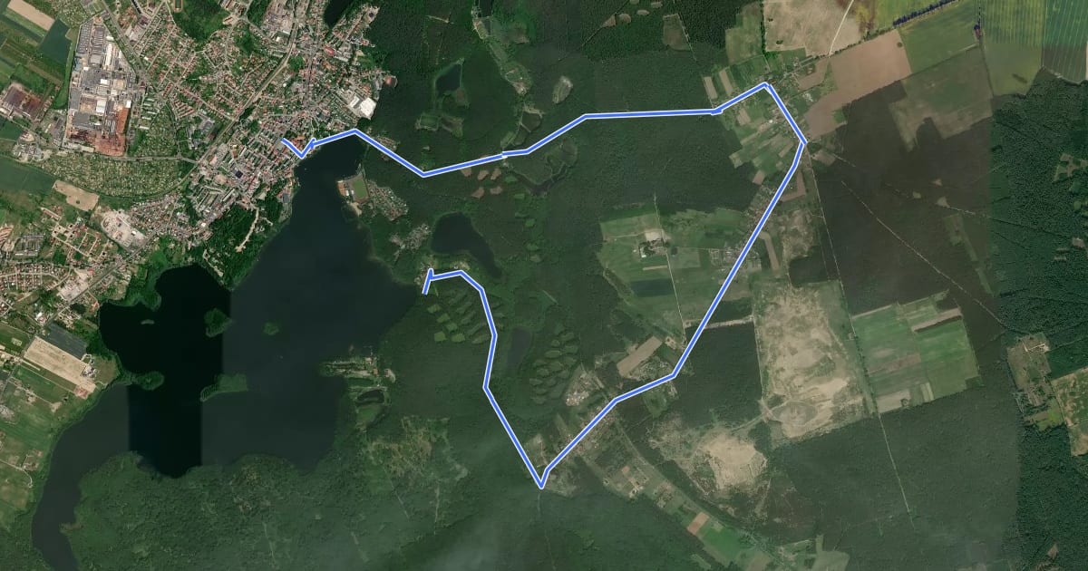 Маршрут Szlak Przez Puszczę Barlinecką на спутниковом снимке