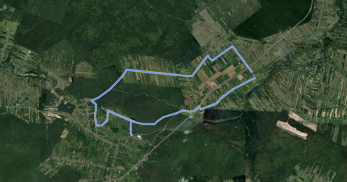 Маршрут Szlak rowerowy - Śladami Tetrapoda на спутниковом снимке