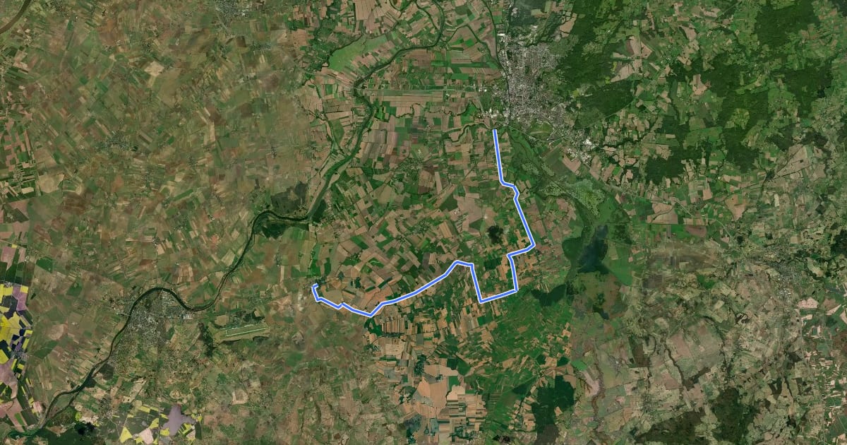 Маршрут Szlak Rowerowy Mennonitów (Raczki Elbląskie – Rozgart) на спутниковом снимке