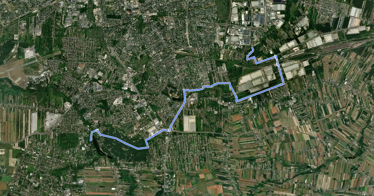 Маршрут Szlak Trzech Stawów (Park na Młynku - Stawy Jana - Stawy Stefańskiego) на спутниковом снимке