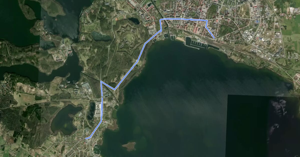 Маршрут Szlak Wilkasy - Giżycko на спутниковом снимке