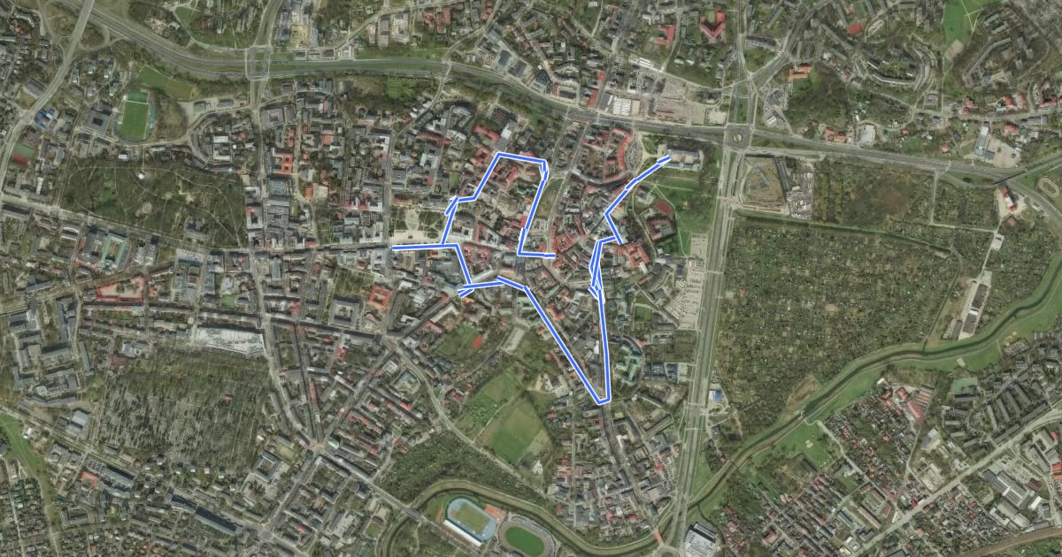 Маршрут Szlak Zabytków Architektury на спутниковом снимке