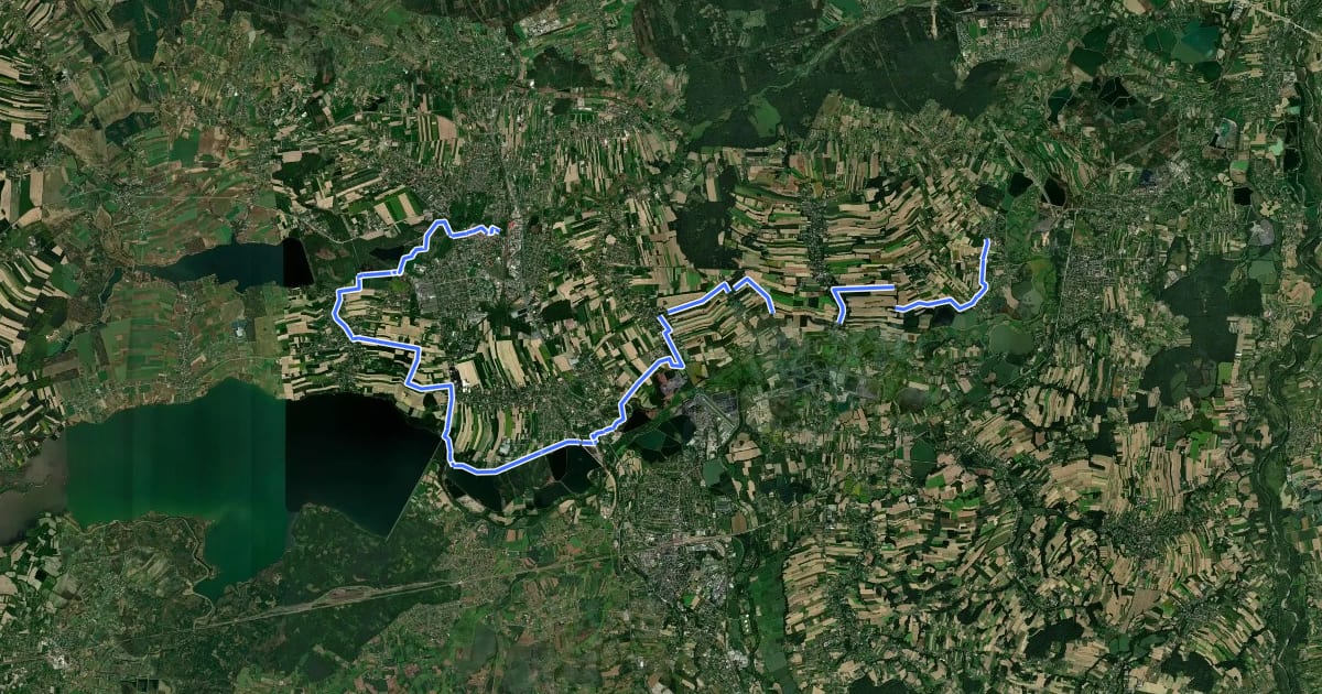 Маршрут Szlak Zabytków Ziemi Pszczyńskiej im. Witolda Jakubowskiego на спутниковом снимке
