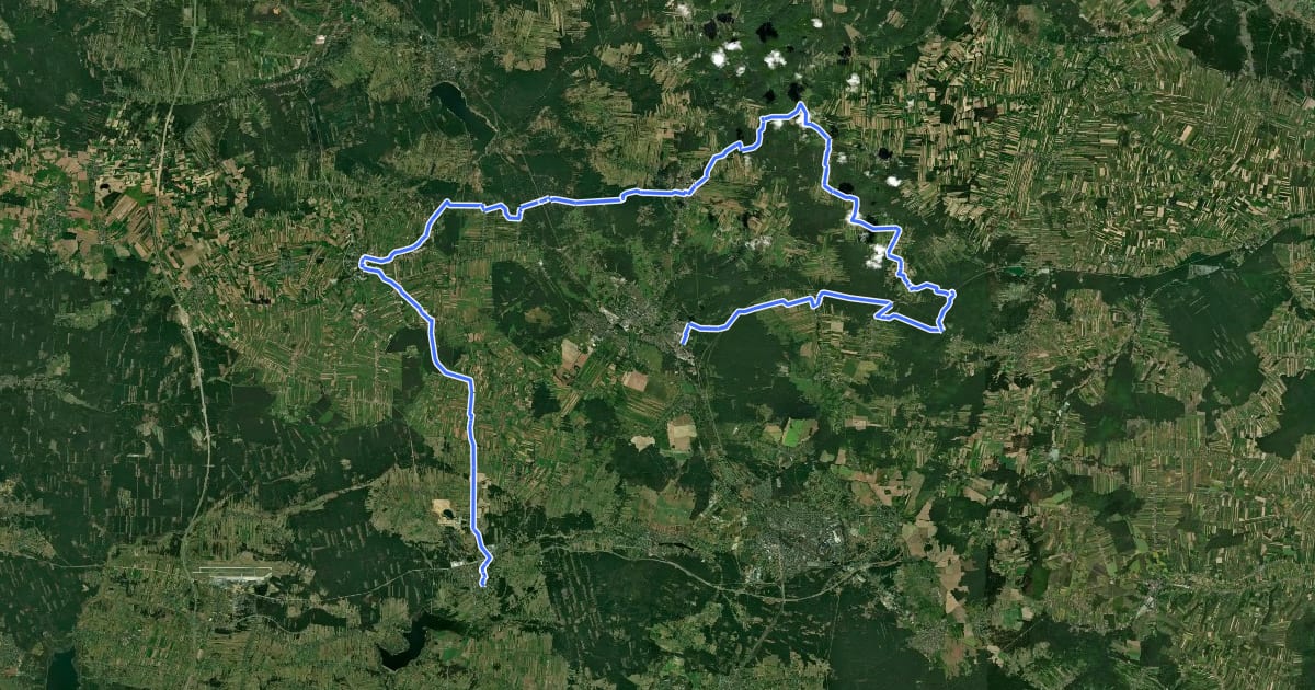 Маршрут Szlak Zamków на спутниковом снимке