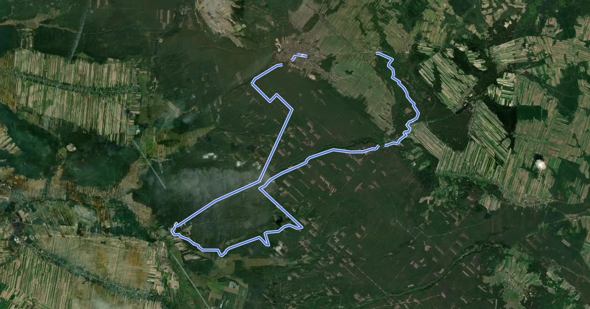 Маршрут Szlak Ziemi Józefowskiej на спутниковом снимке