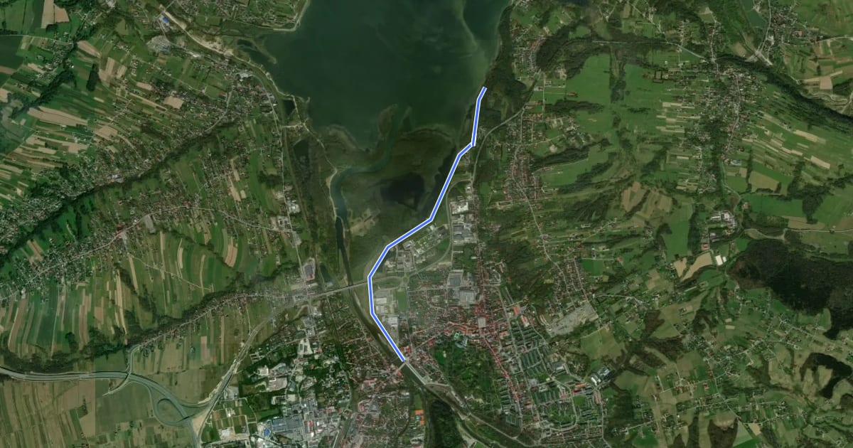 Маршрут Szlakiem zabytków architektury miasta Żywca на спутниковом снимке