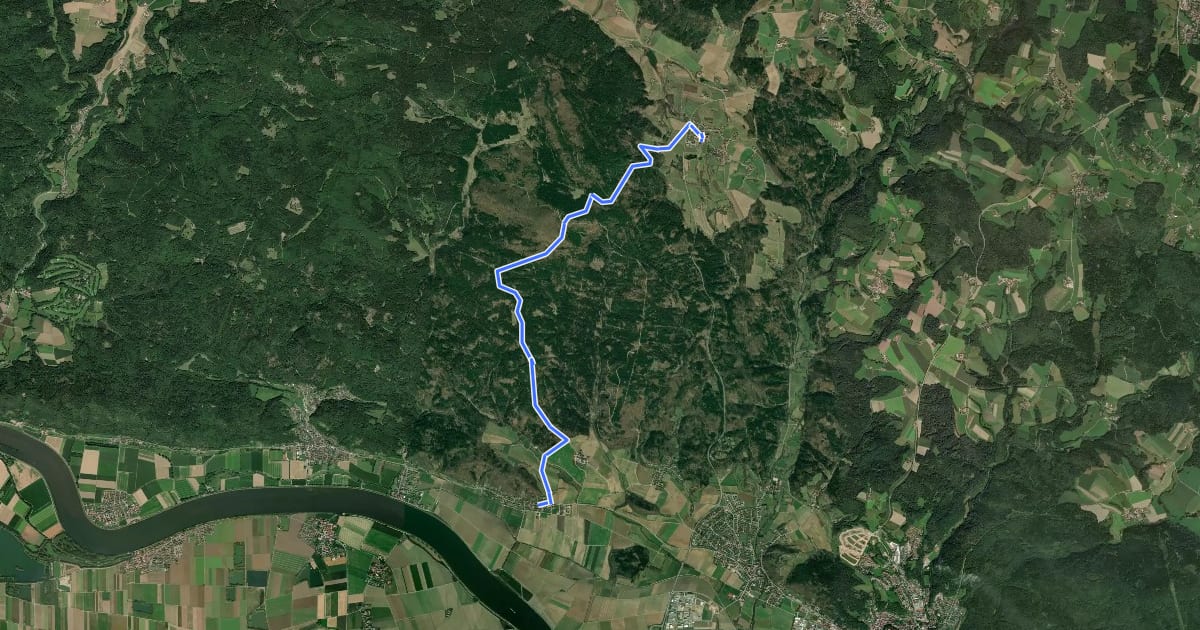 Маршрут T 8 Frauenzell - Breitenstein - Kruckenberg на спутниковом снимке