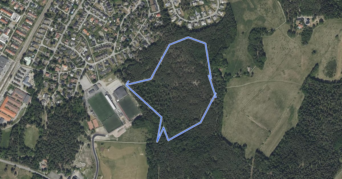 Маршрут Täby IP milen 1.25km blå на спутниковом снимке