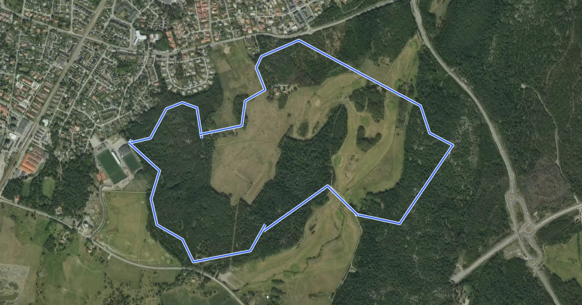 Маршрут Täby IP milen 5km gul на спутниковом снимке