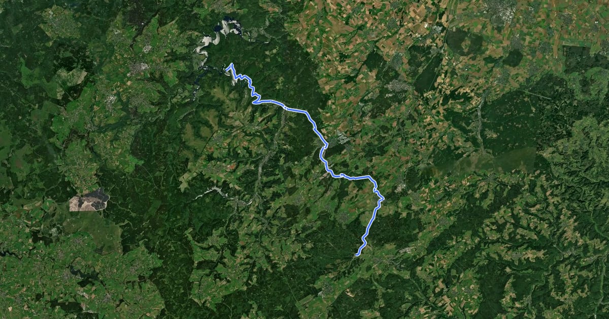 Маршрут Tälerroute Urft на спутниковом снимке