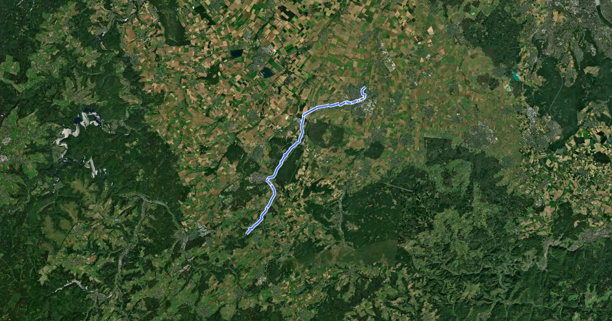 Маршрут Tälerroute Veybach на спутниковом снимке