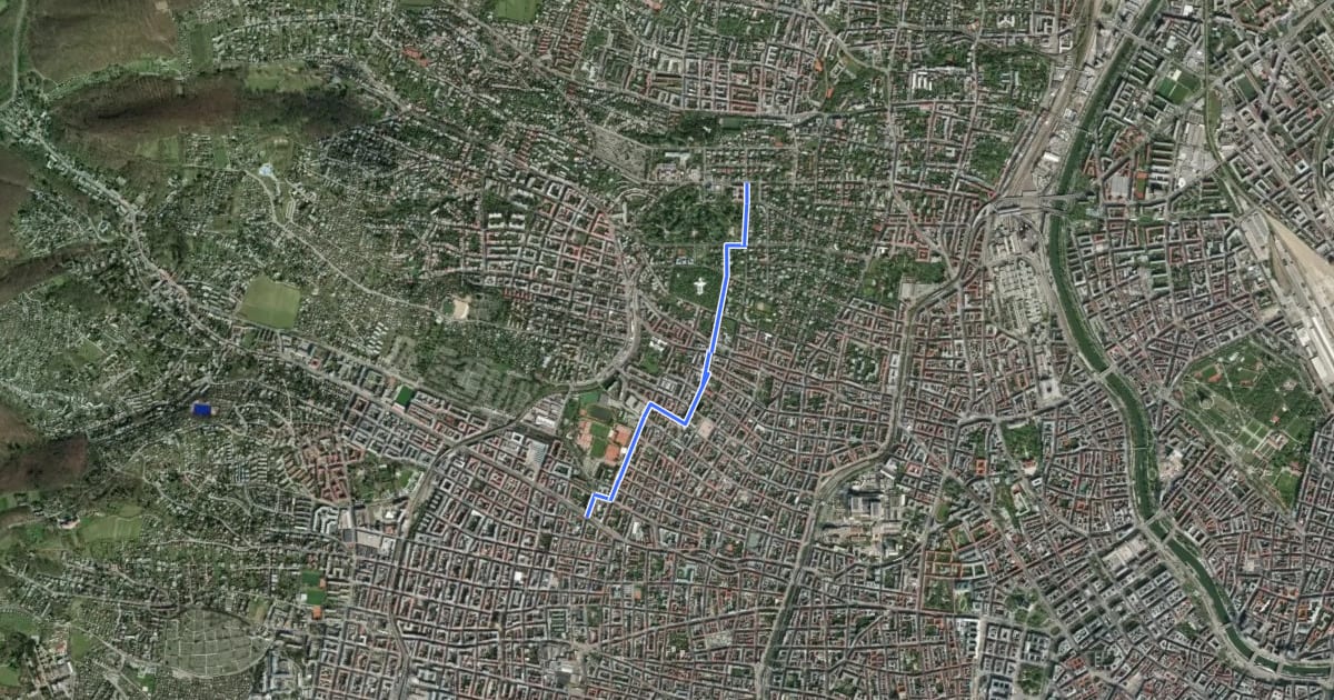 Маршрут Türkenschanzpark - Hernalser Hauptstraße на спутниковом снимке